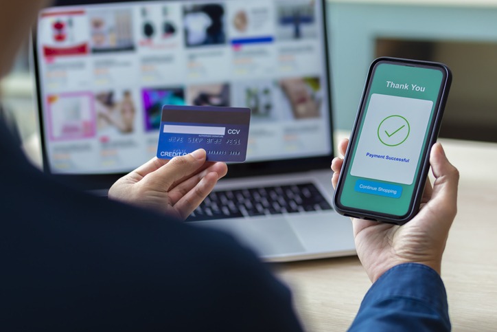 using smartphone and credit card online shopping