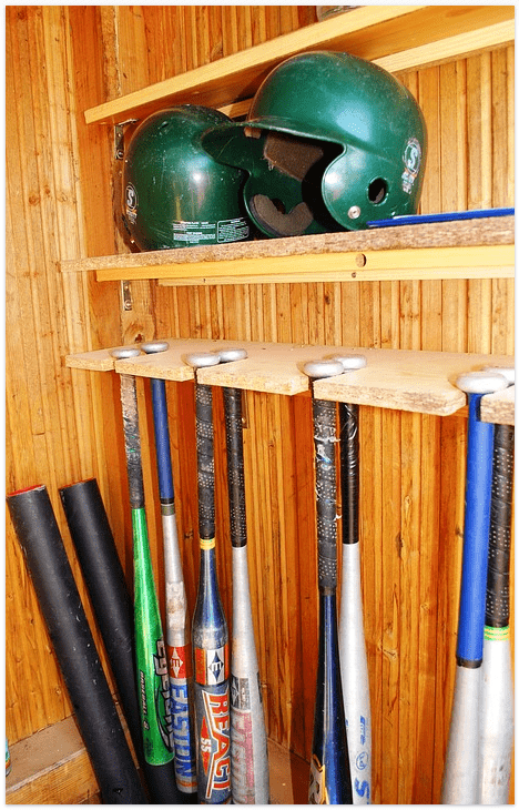 baseball bats and helmets